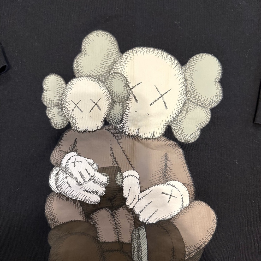 Uniqlo X Kaws Black Tee With Gray And White Art View 3